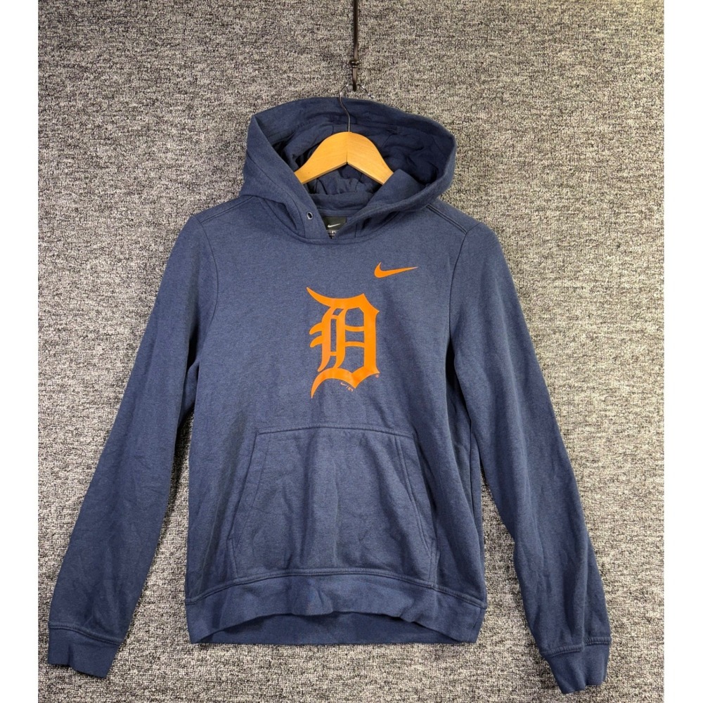 Nike Detroit Tigers MLB Navy Blue Pullover Hoodie Small Sweatshirt Logo